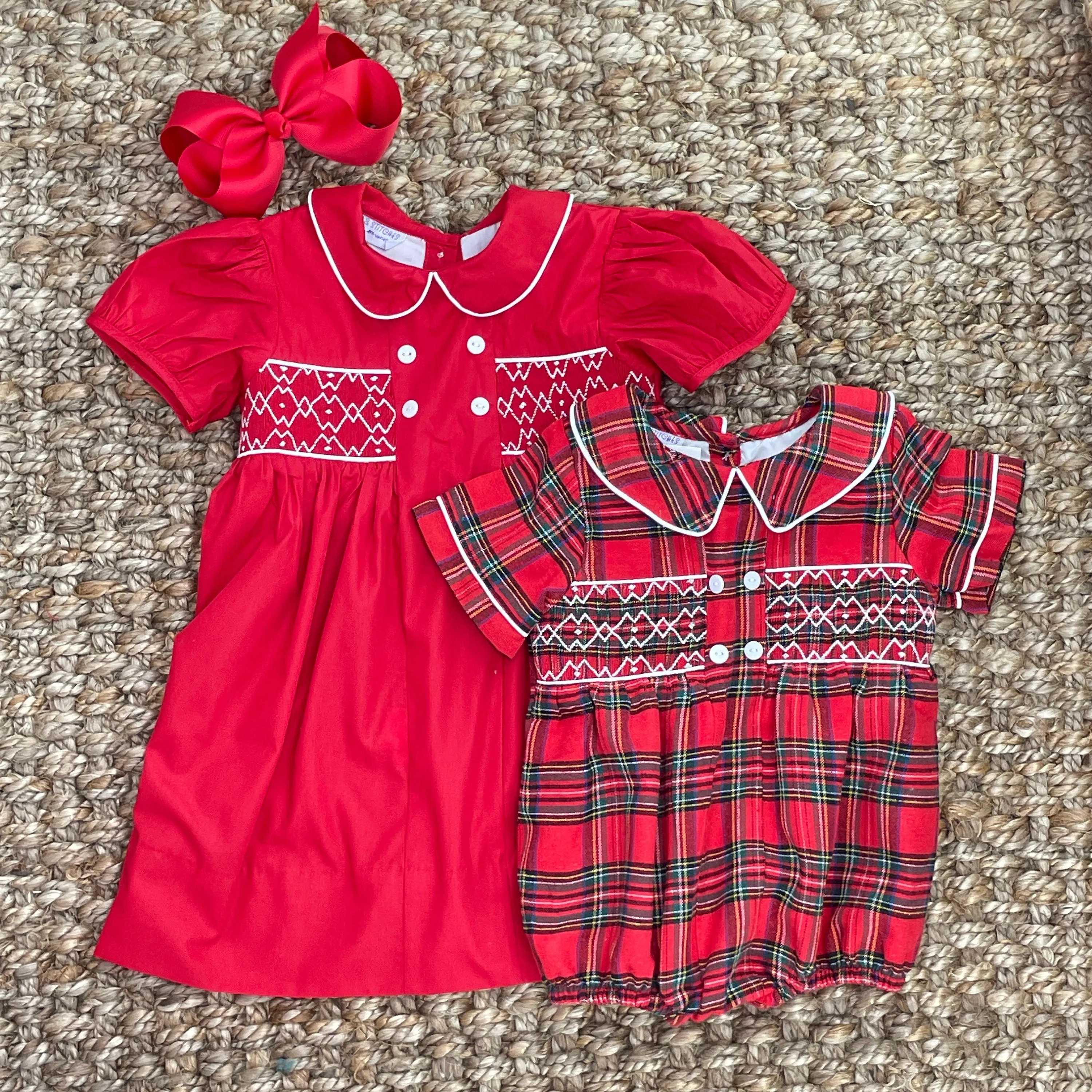 Christmas Smocked Boys Bubble in plaid