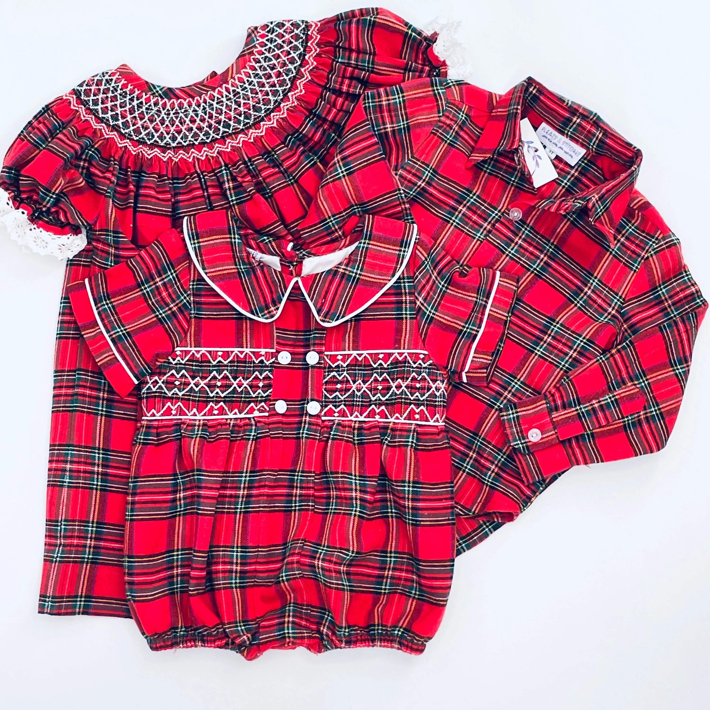 Christmas Smocked Boys Bubble in plaid