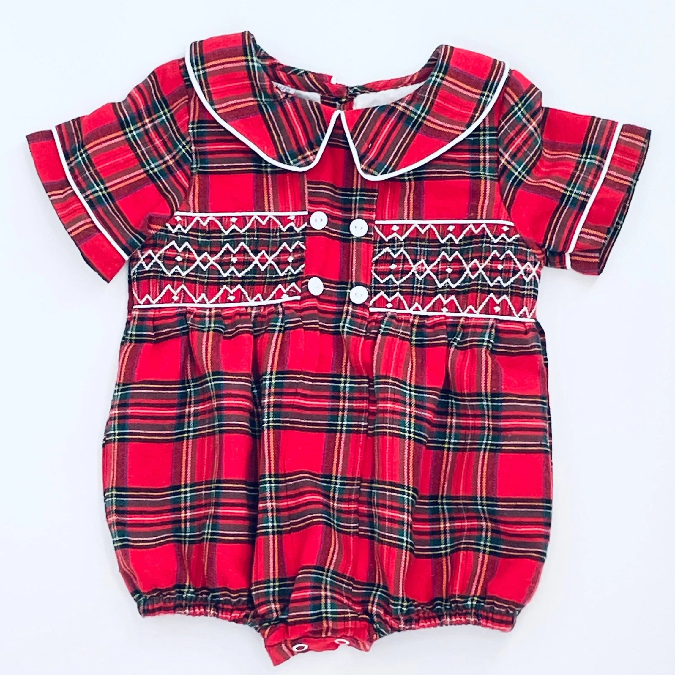 Christmas Smocked Boys Bubble in plaid