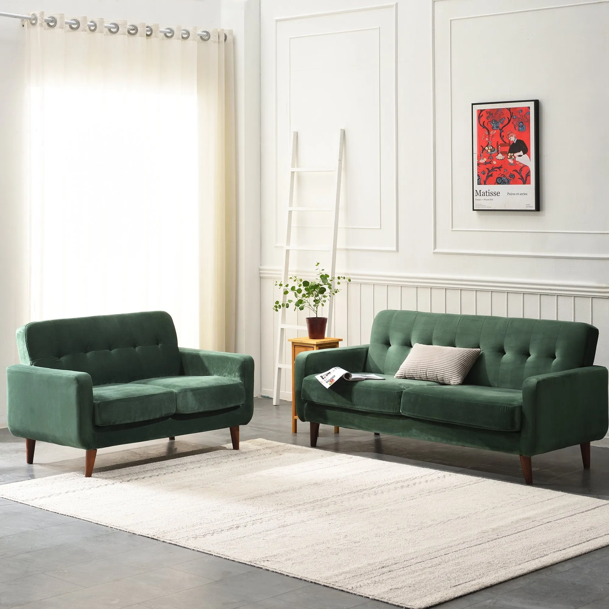 Clarence Sofa Range in Green Velvet