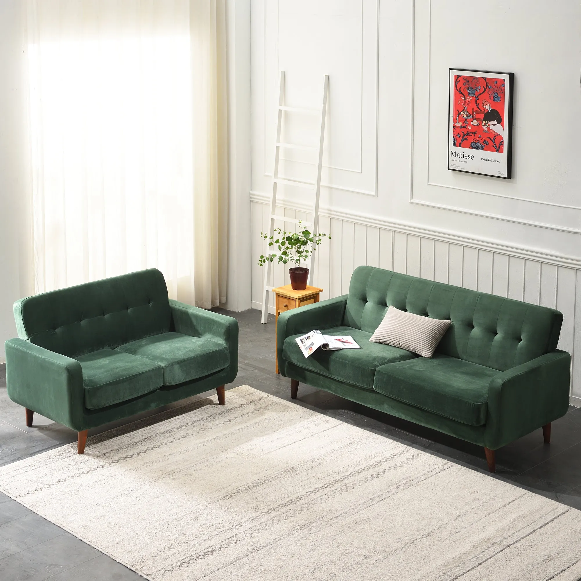 Clarence Sofa Range in Green Velvet