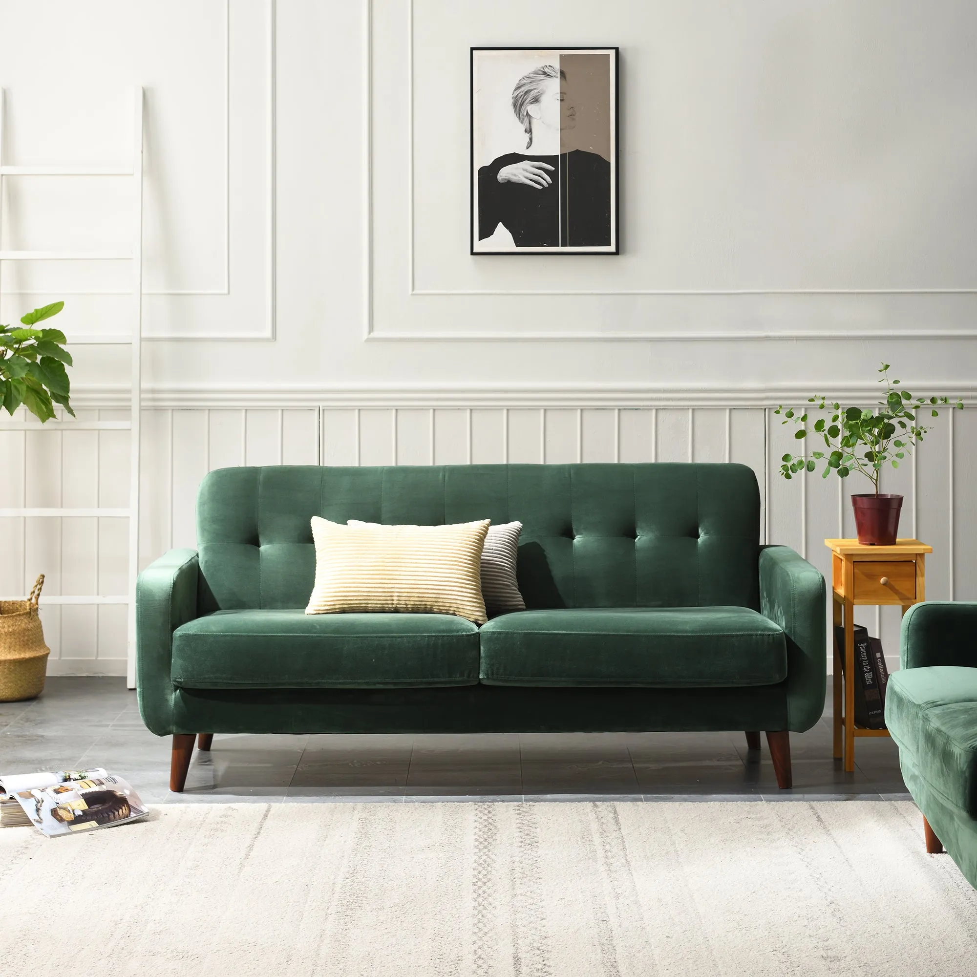 Clarence Sofa Range in Green Velvet