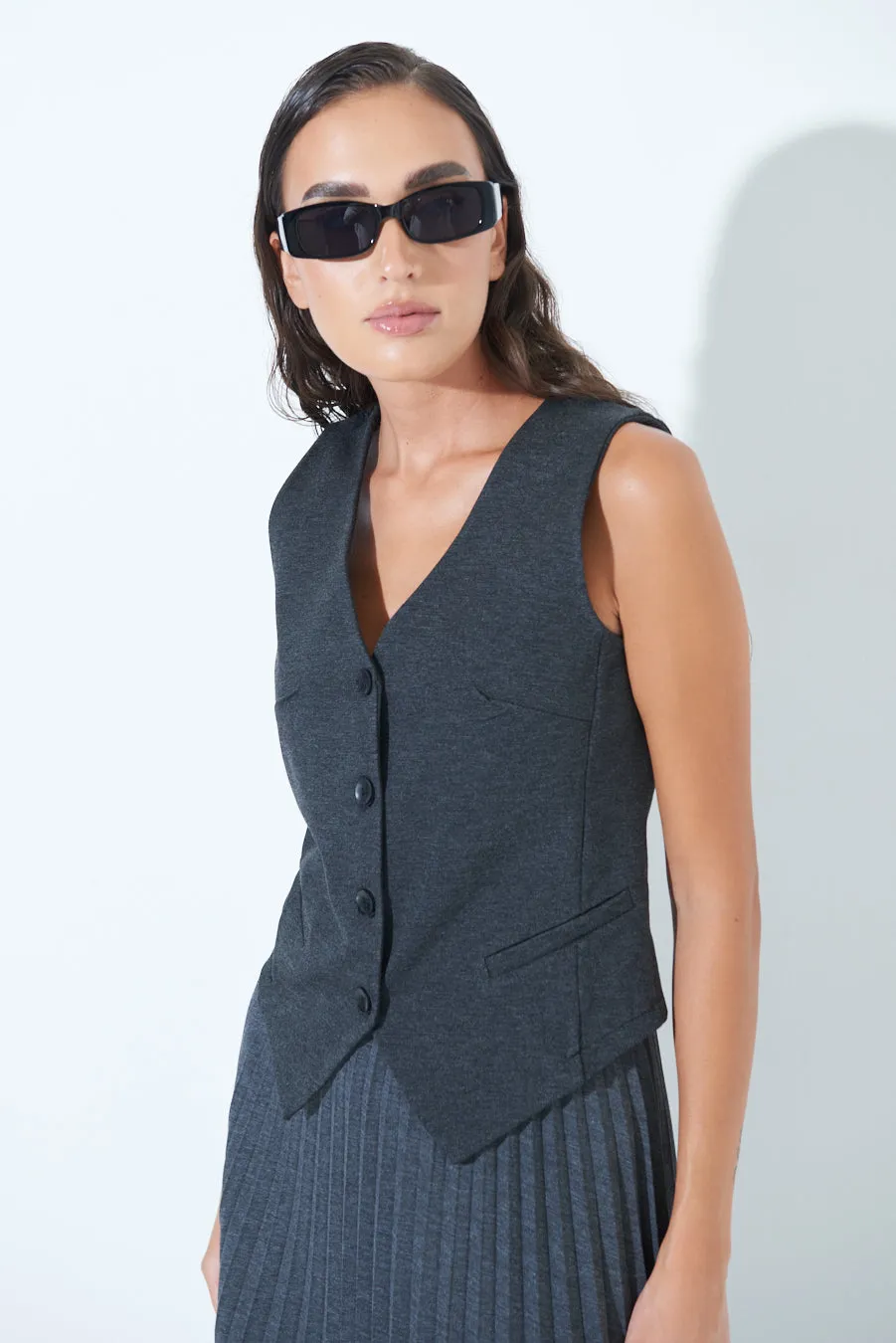 Classic tailored button-down vest wholesale