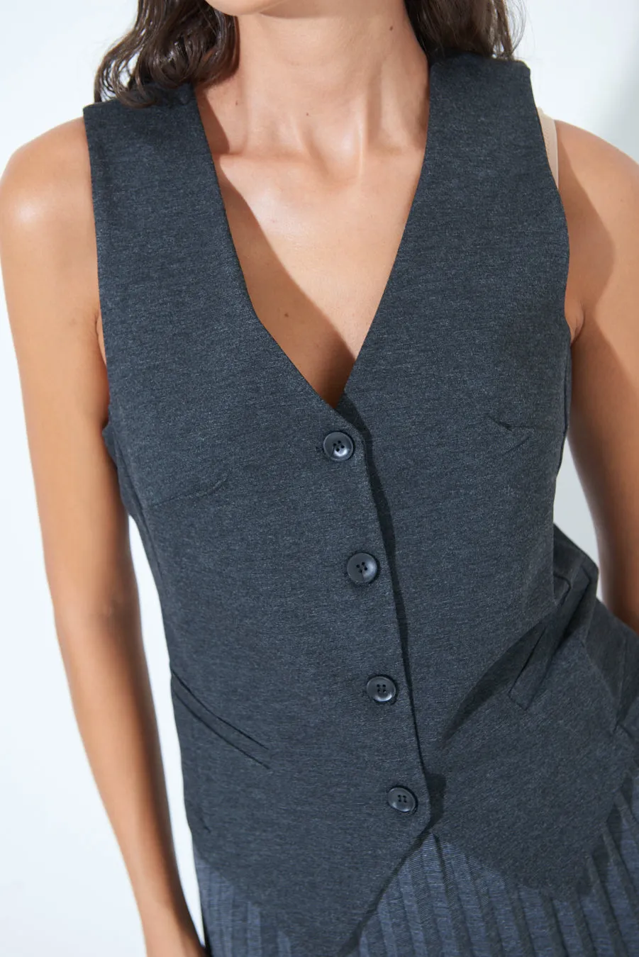 Classic tailored button-down vest wholesale