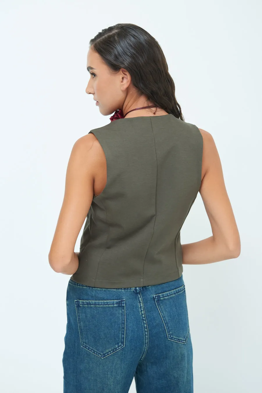 Classic tailored button-down vest wholesale