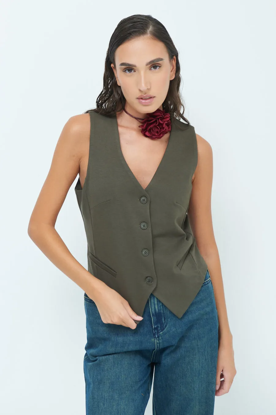 Classic tailored button-down vest wholesale