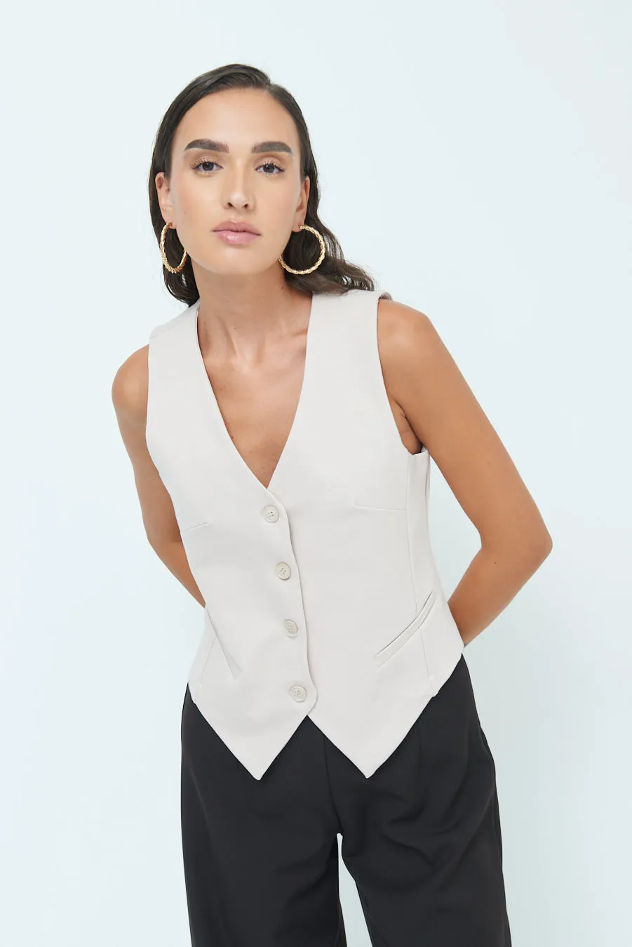 Classic tailored button-down vest wholesale