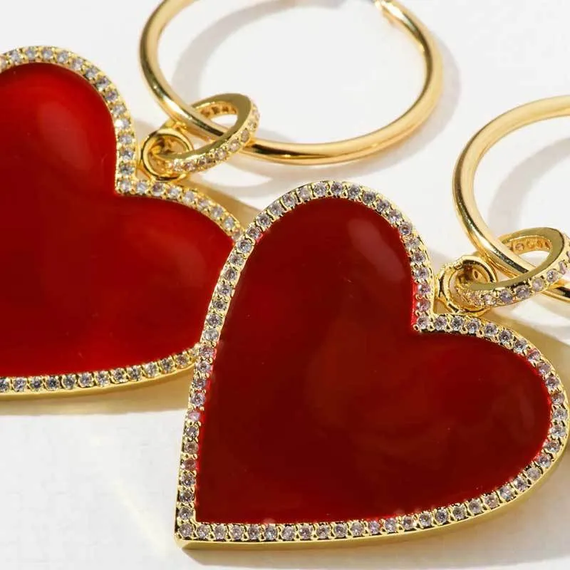 ClaudiaG Collection Women's Red Heart Drop Earrings