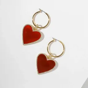 ClaudiaG Collection Women's Red Heart Drop Earrings