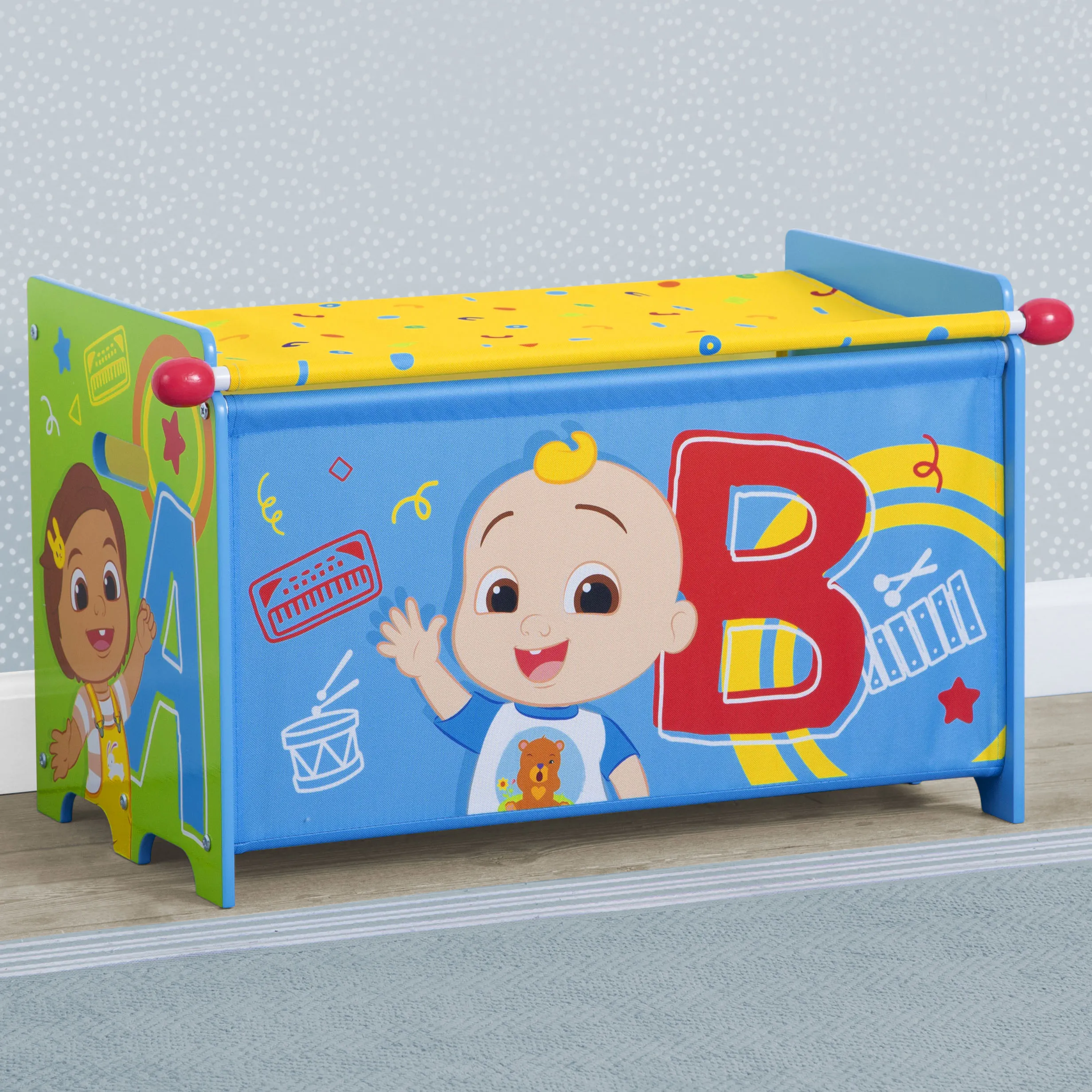 CoComelon Toy Box with Retractable Fabric Top