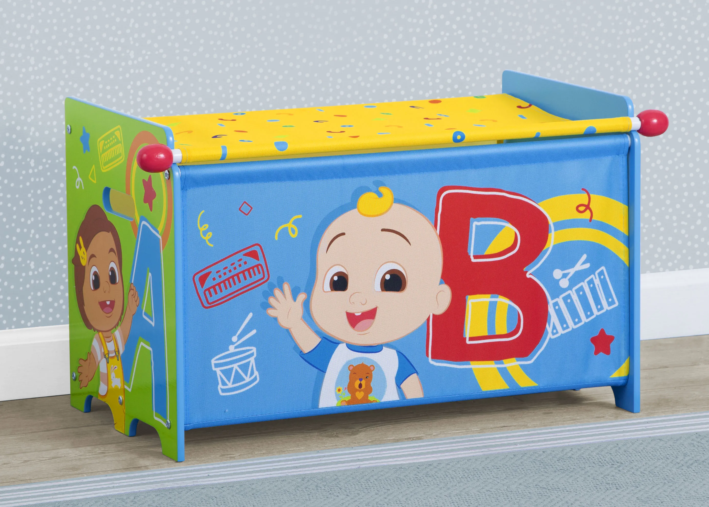 CoComelon Toy Box with Retractable Fabric Top