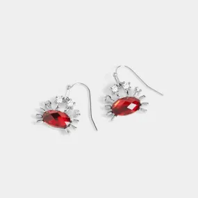 Crab Bling Dangle Earrings - Red