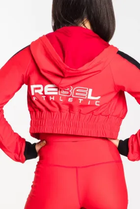 Cropped Hoodie in Red and Black