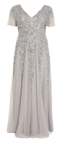 Curve Grey Sequin Maxi Dress