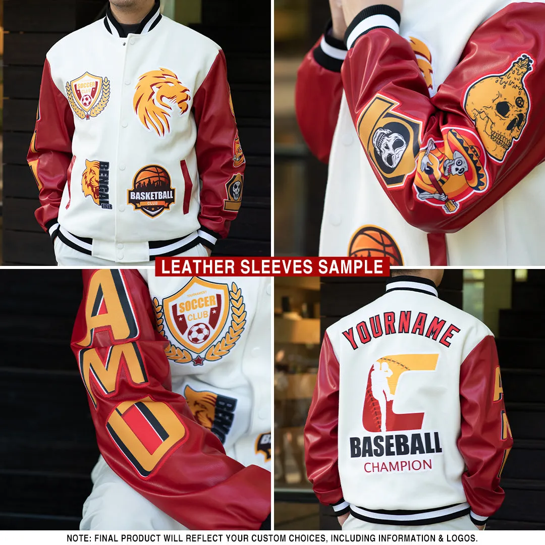 Custom Black Black-Gold Bomber Full-Snap Varsity Letterman Jacket