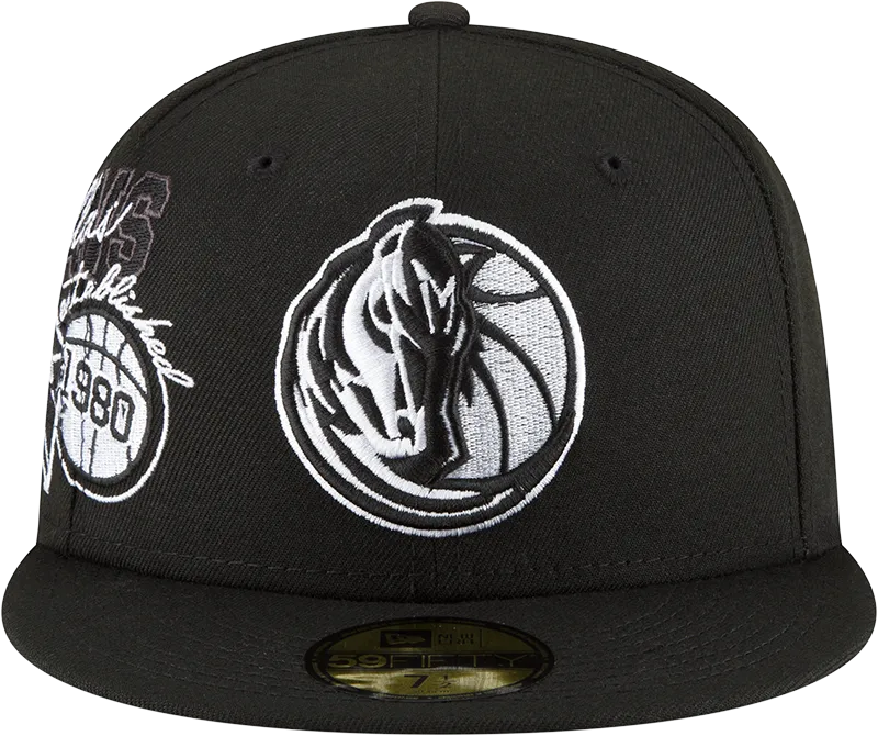 DALLAS MAVERICKS NEW ERA 5950 BACK HALF BLACK FITTED CAP