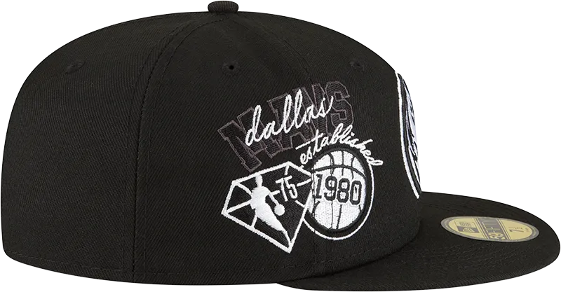 DALLAS MAVERICKS NEW ERA 5950 BACK HALF BLACK FITTED CAP