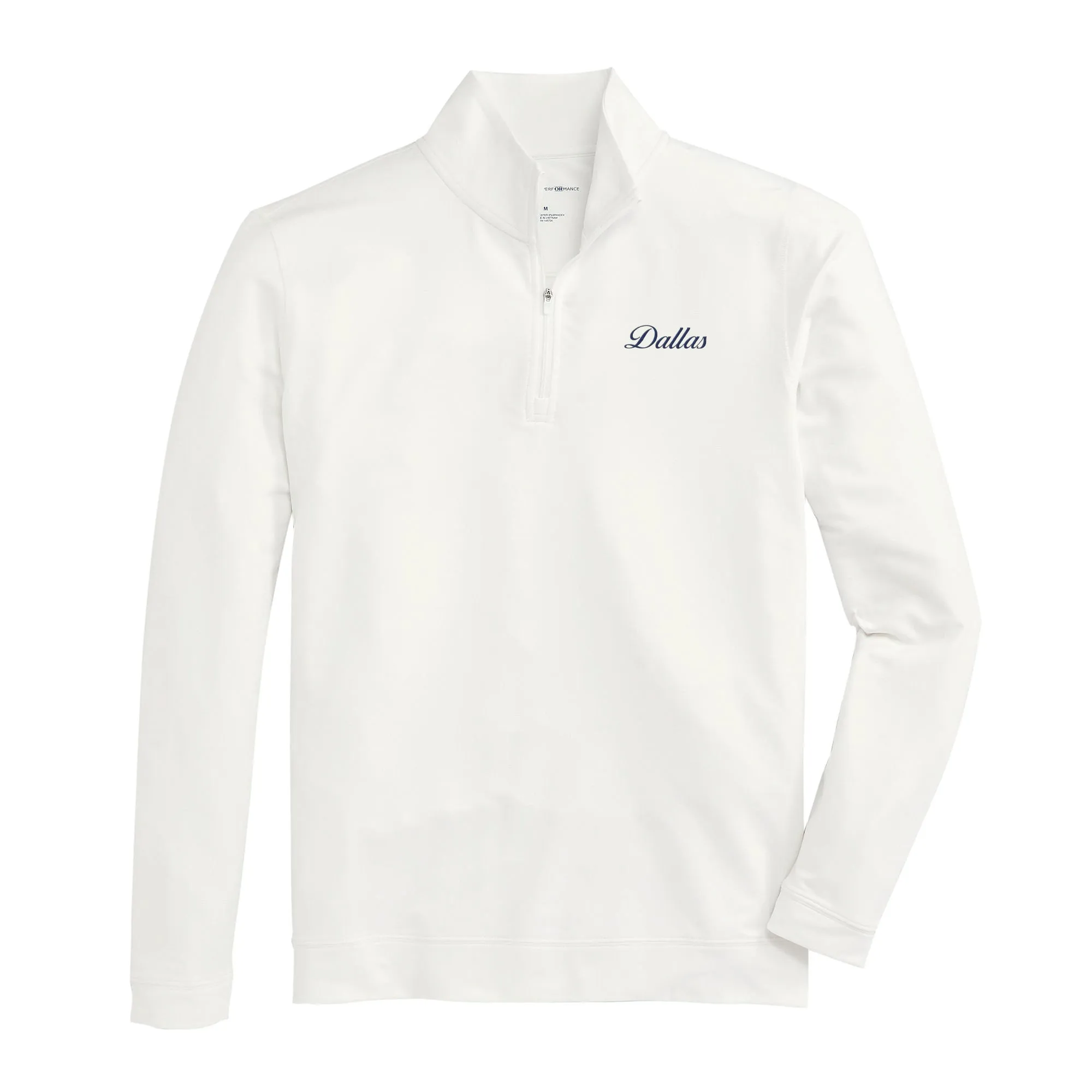 Dallas Vintage Script Flow 1/4 Zip Pullover - White