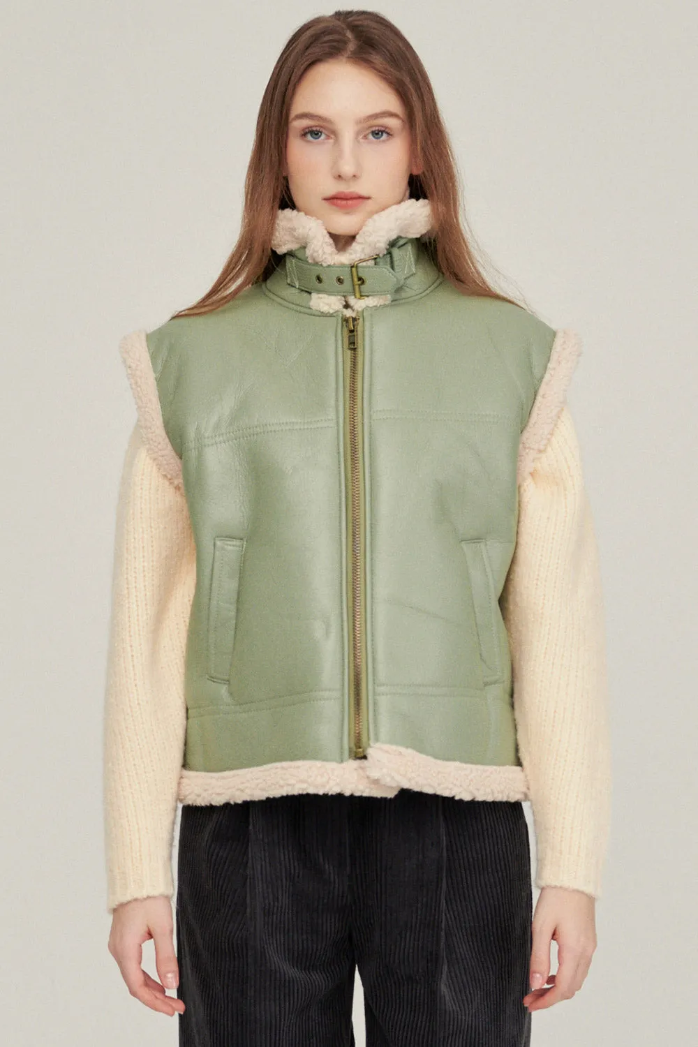 Daniela Pleather Shearling Vest