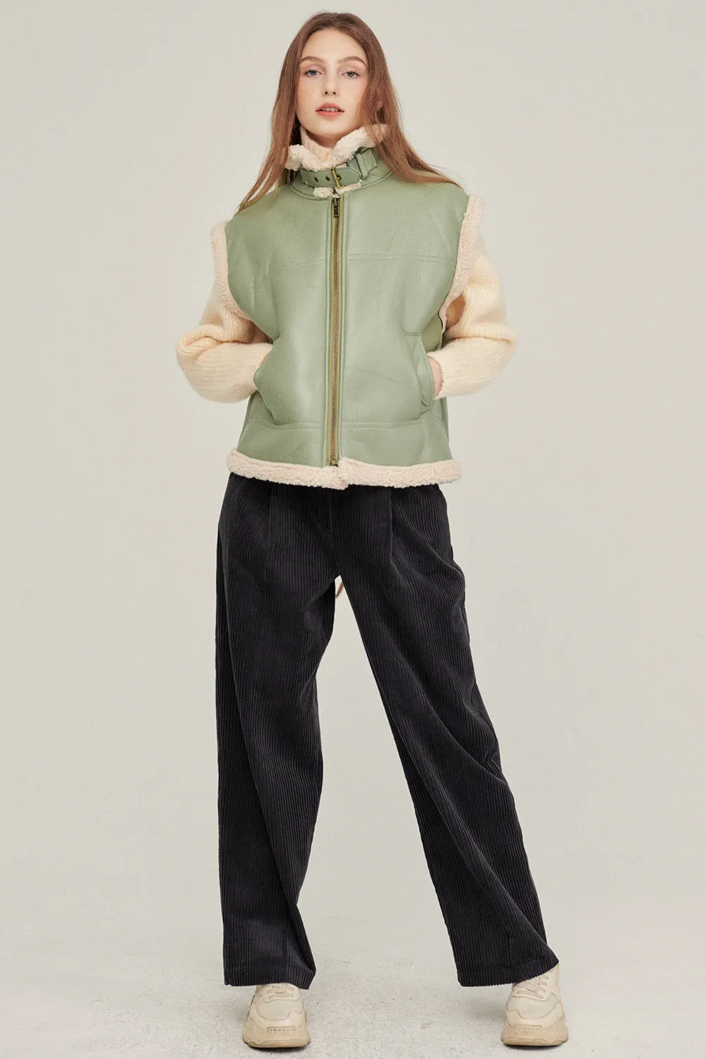 Daniela Pleather Shearling Vest