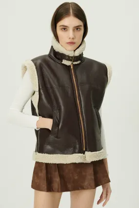 Daniela Pleather Shearling Vest