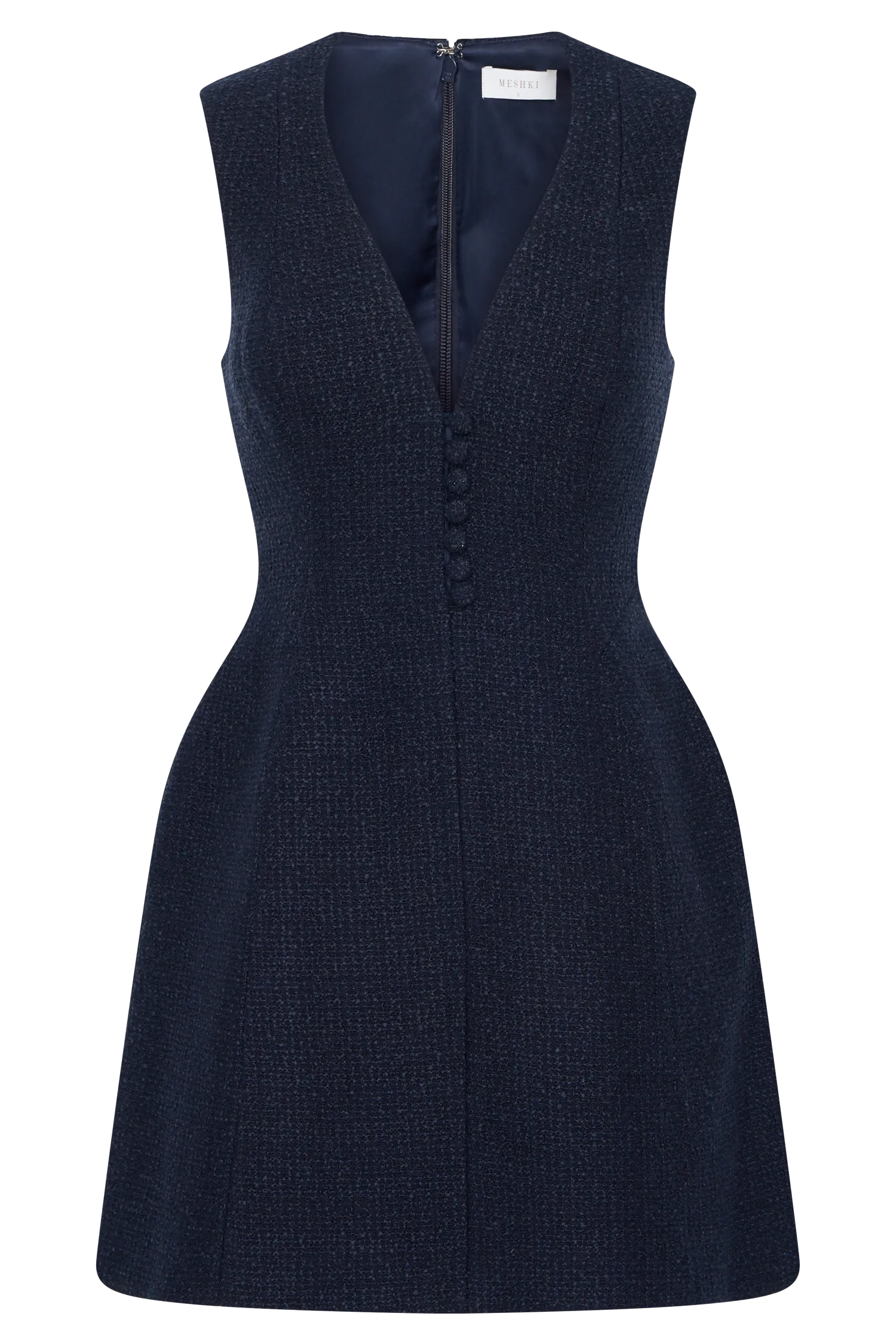 Danna Boucle Mini Dress With Pleats - Midnight Blue