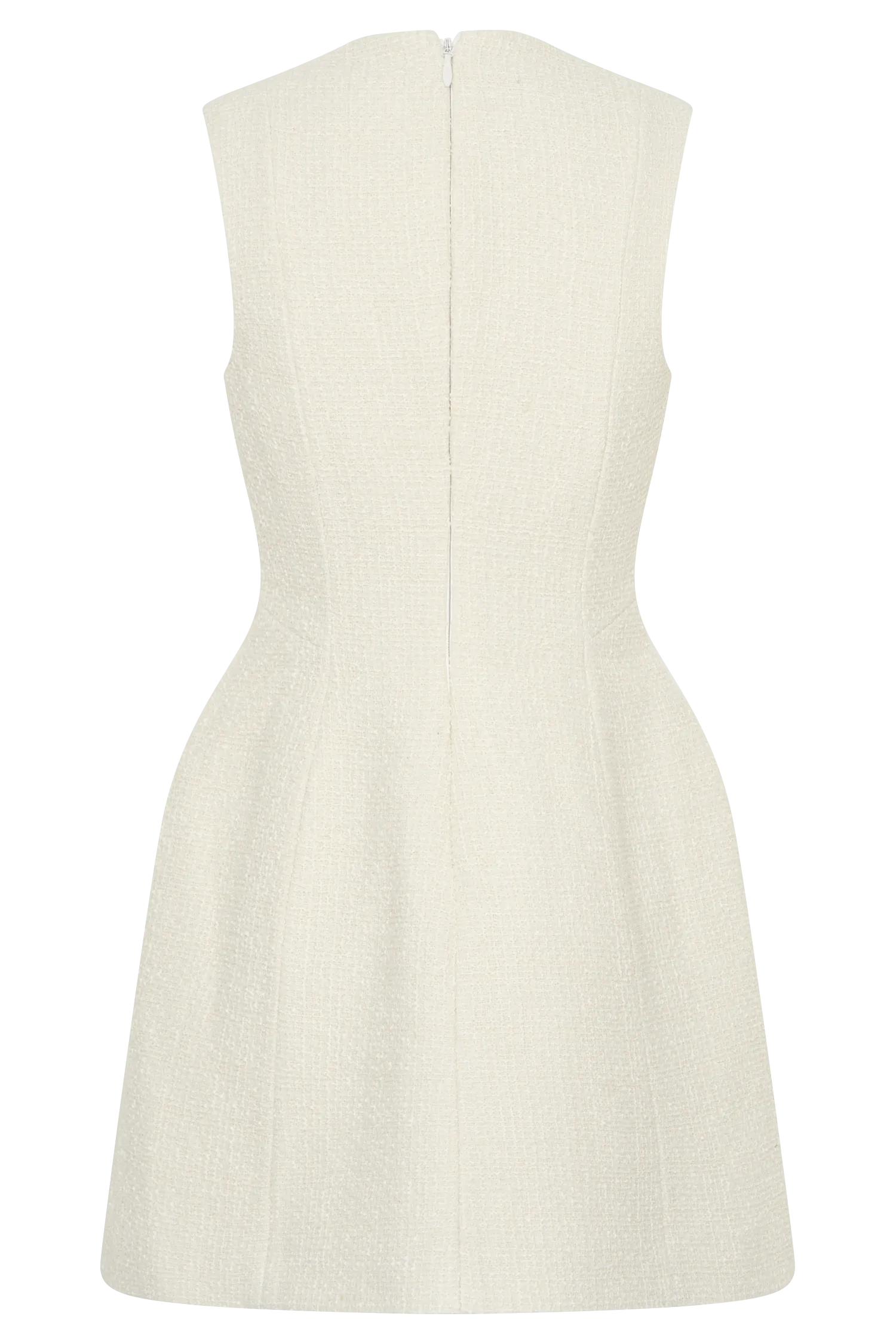 Danna Boucle Mini Dress With Pleats - White