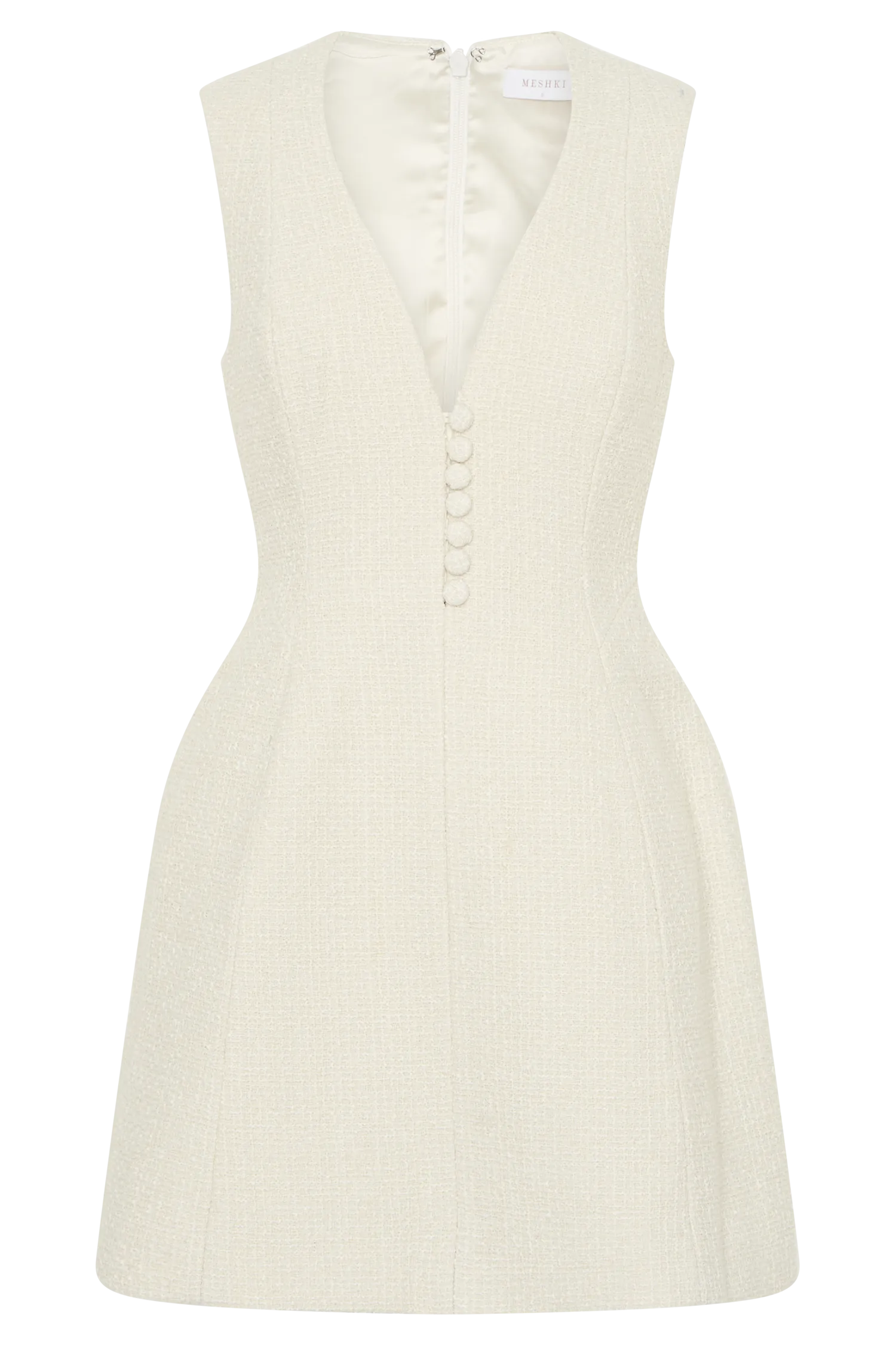 Danna Boucle Mini Dress With Pleats - White