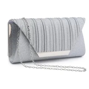 Dasein Glitter Flap Envelope Silver Evening Clutch (Women's)