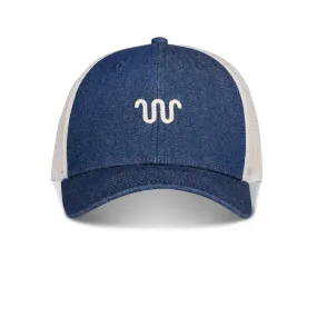 Denim Curved Bill Meshback Snapback Cap