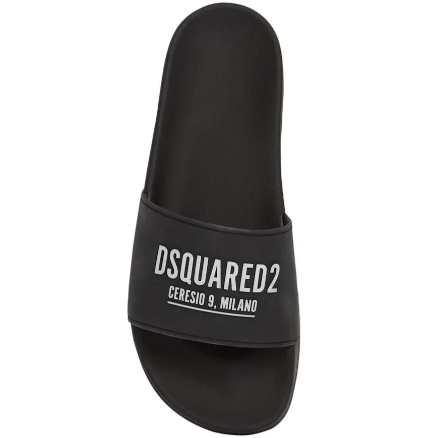 DSQUARED2 Black Milano Logo Sliders