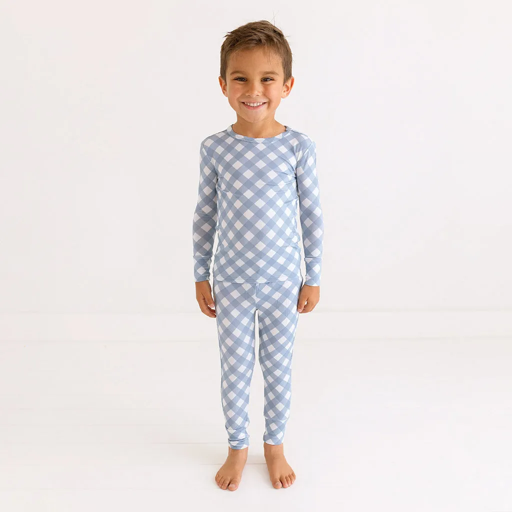 Dusty Blue Gingham Classic Pajama Set