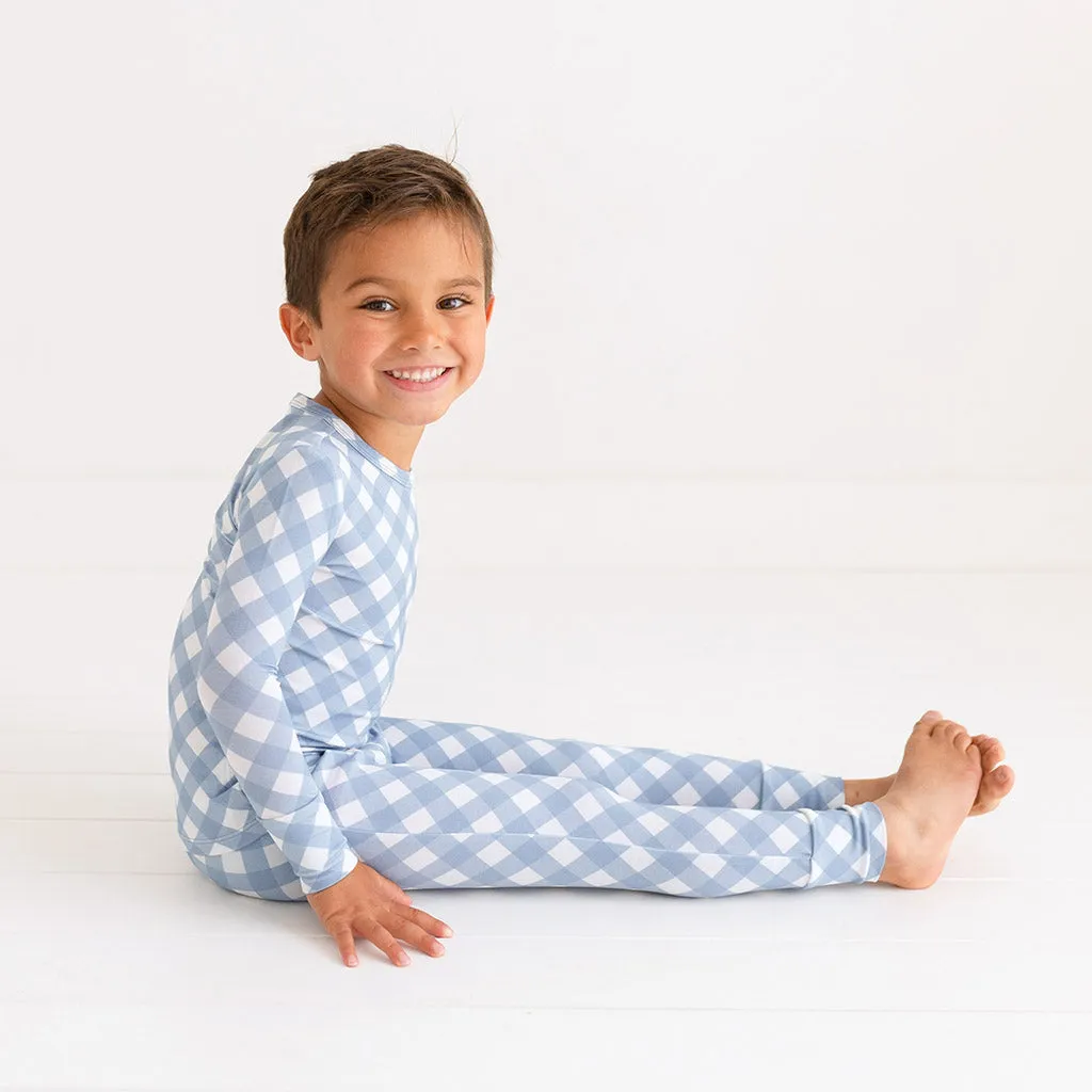 Dusty Blue Gingham Classic Pajama Set