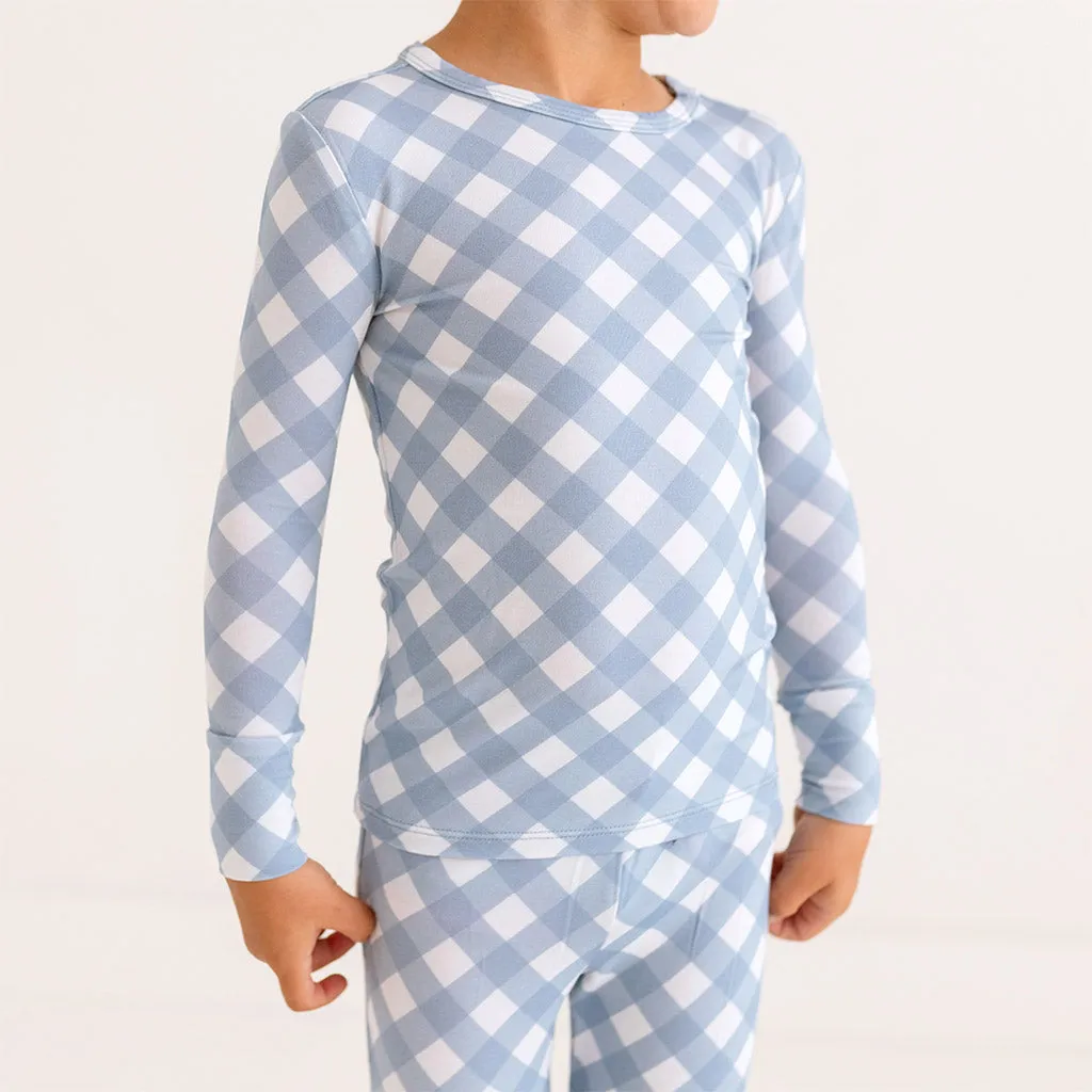 Dusty Blue Gingham Classic Pajama Set