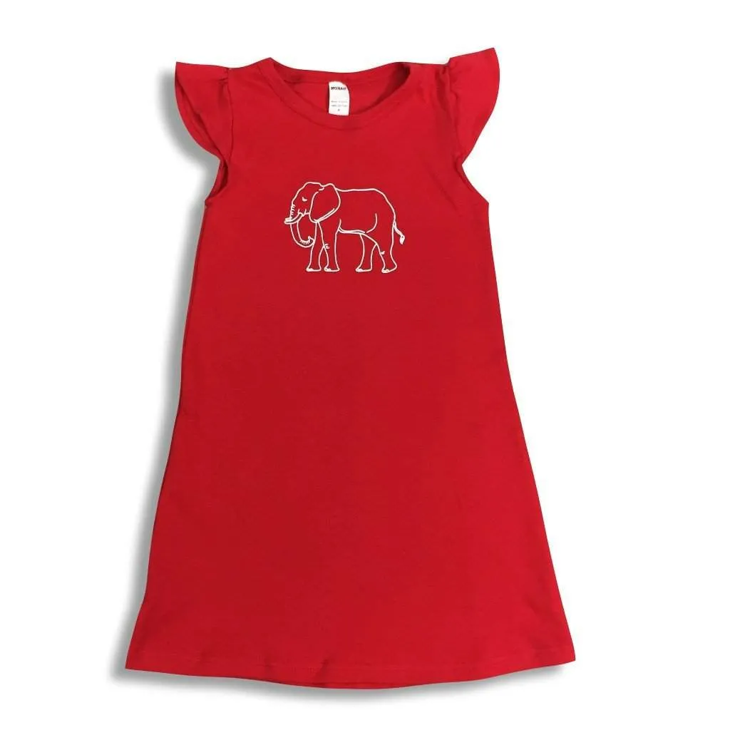 Elephant Red Flutter Sleeve Dress