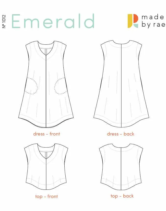 Emerald Dress & Top Sewing Pattern, Made by Rae