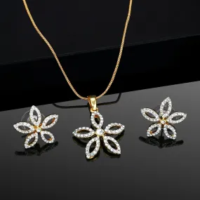 Estele 24 Kt Gold Plated Star Shaped CZ Pendant Set for Women / Girls