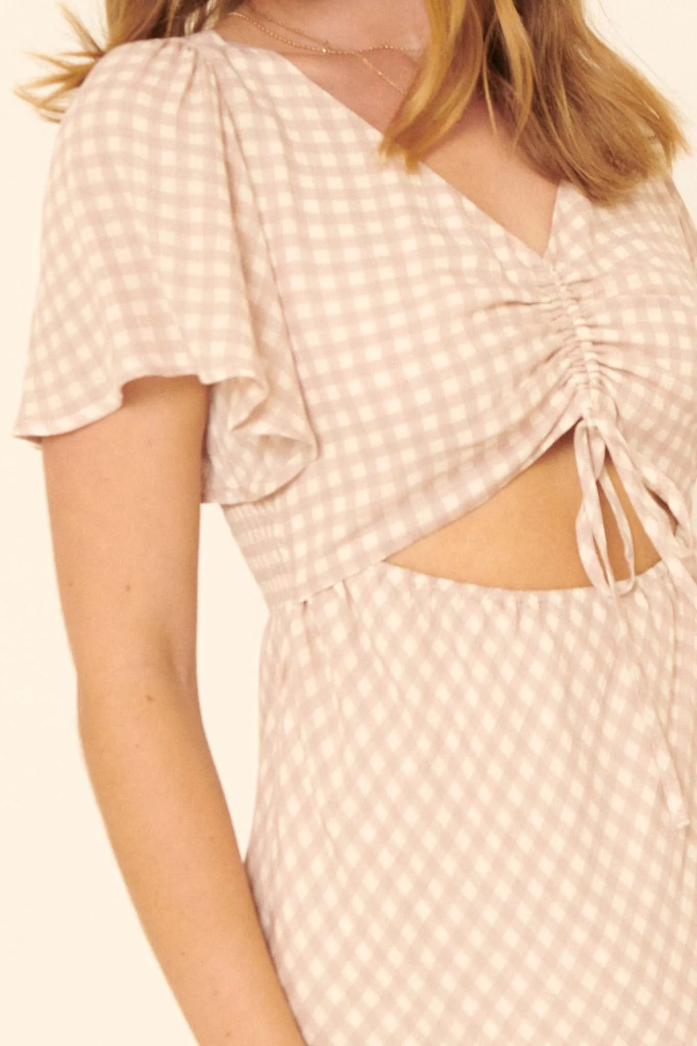 Everyday Bliss Gingham Cutout Mini Dress