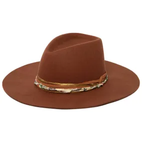 Farrah - Stiff Brim Fedora with Patterned Fabric Band