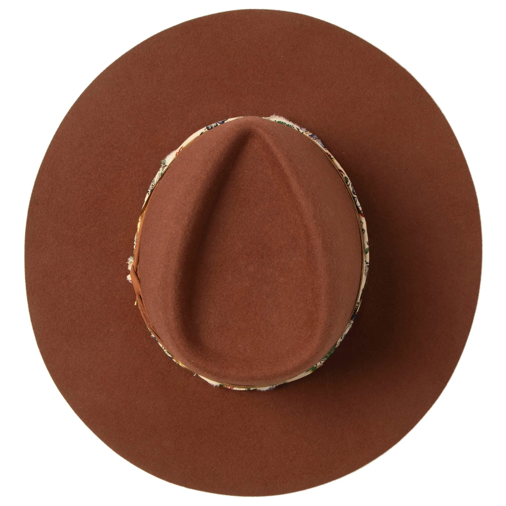 Farrah - Stiff Brim Fedora with Patterned Fabric Band