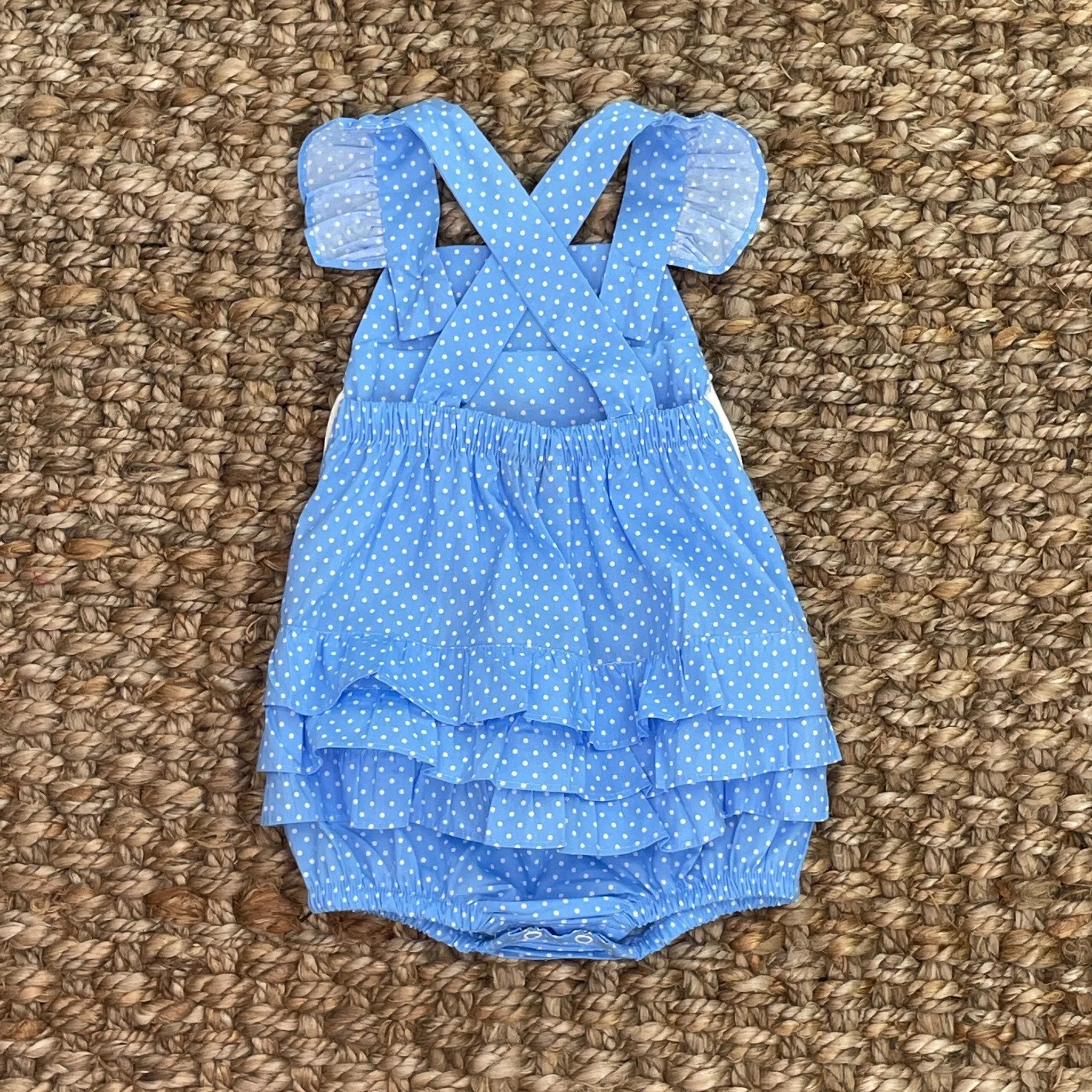 Flag Smocked Romper in polka dots