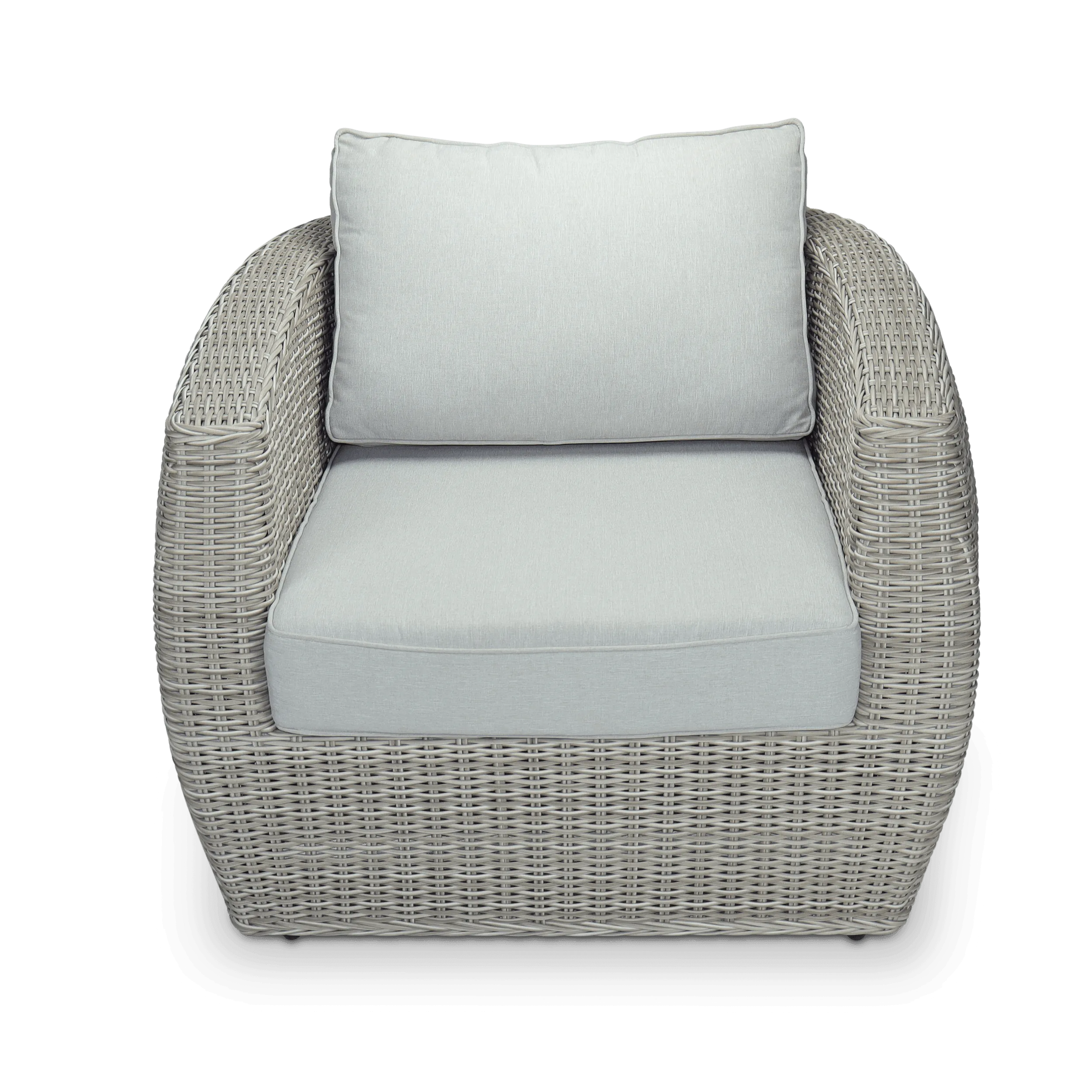 FLOOR STOCK - Sienna Outdoor Lounge Chair in Kubu Grey Synthetic Viro Rattan and Mountain Ash Sunproof All Weather Fabric