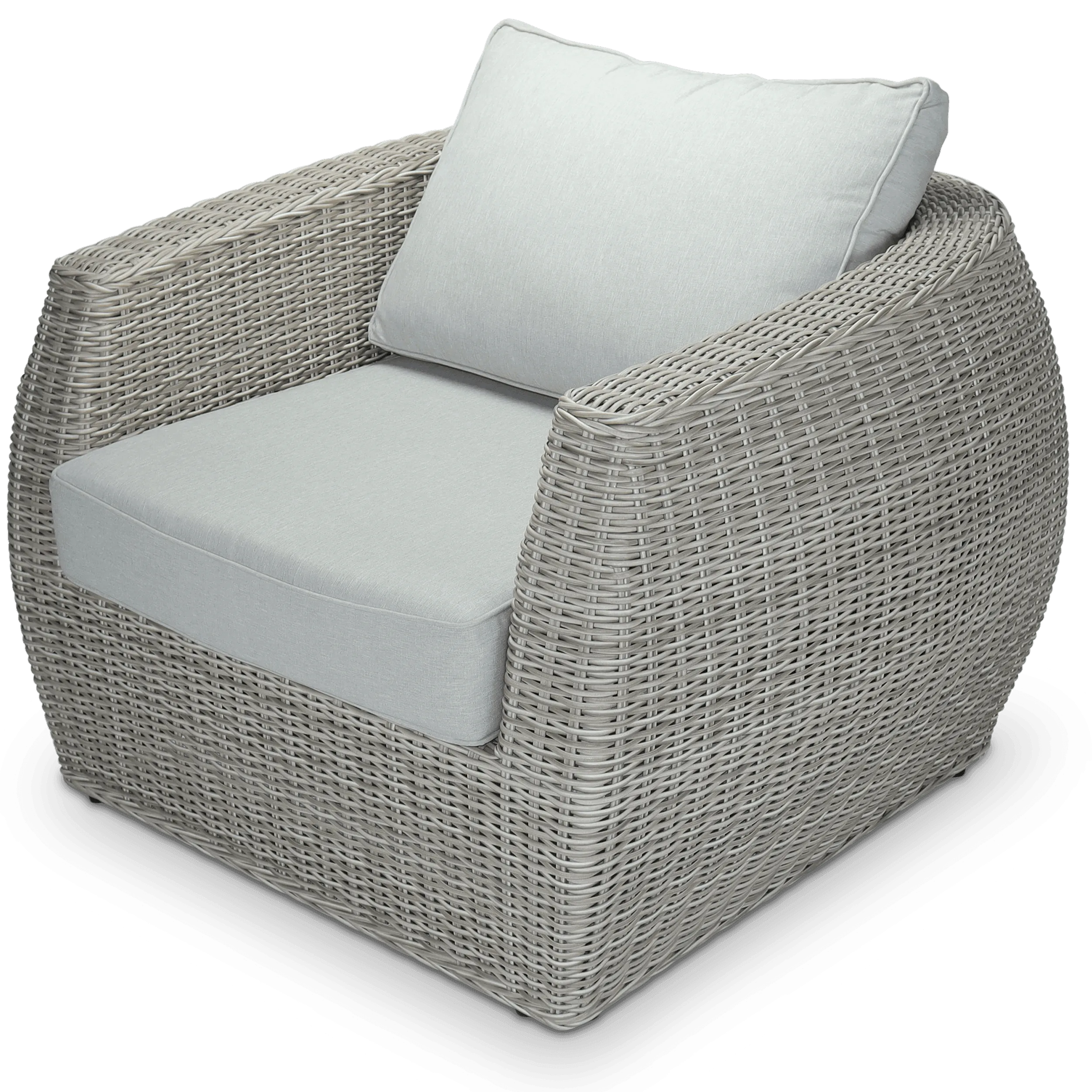 FLOOR STOCK - Sienna Outdoor Lounge Chair in Kubu Grey Synthetic Viro Rattan and Mountain Ash Sunproof All Weather Fabric