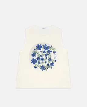 Flower Porcelain Plate Printed Vest (White)