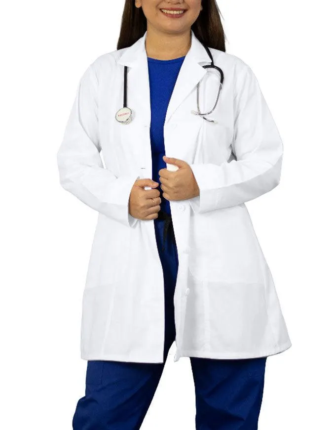 Free Embroidery Heedfit Women's Two Pocket 35 Inches White Medical Lab Coat