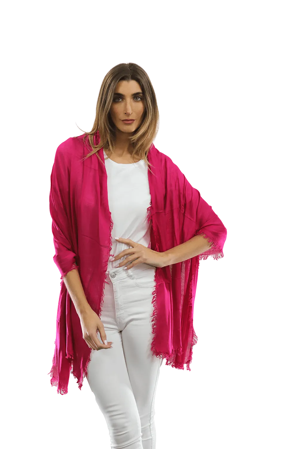 Fringe Pashmina - Fuchsia