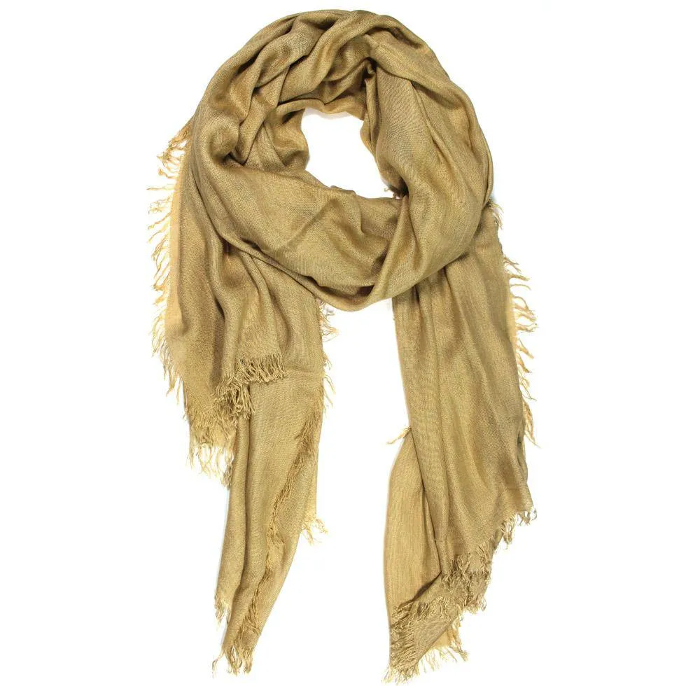 Fringe Pashmina - Khaki