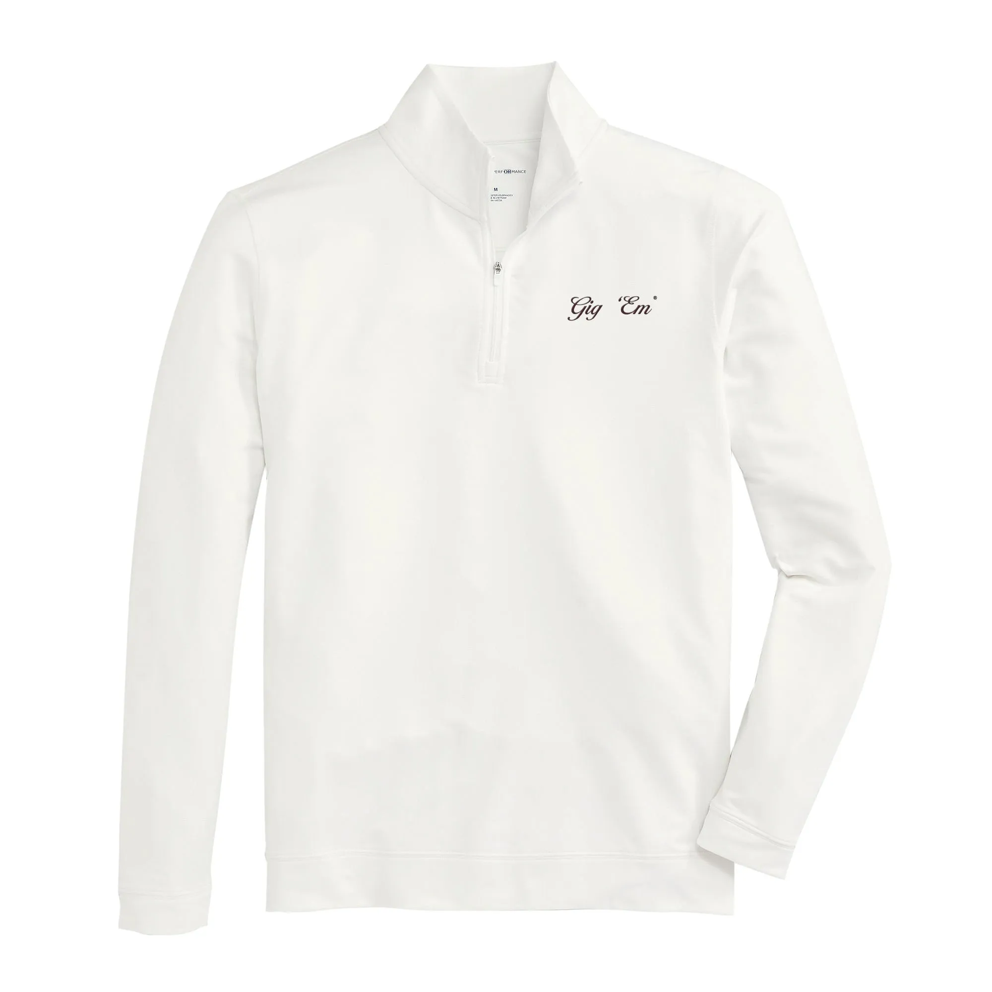 Gig 'Em Vintage Script Flow 1/4 Zip Pullover - White