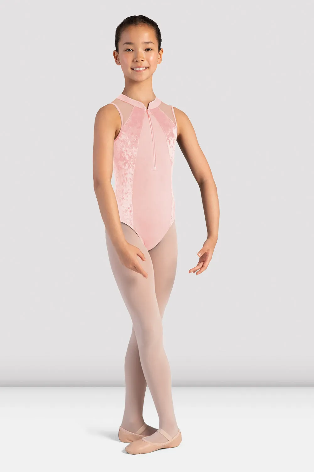 Girls Maddinson Velvet Zipper Front Leotard