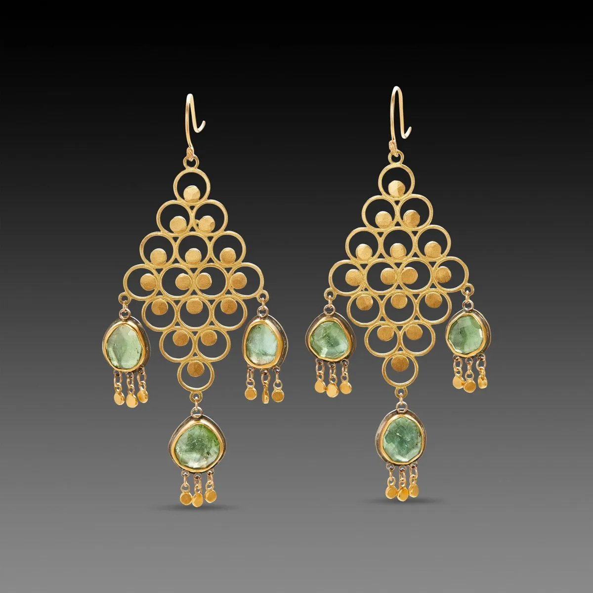 Gold Filigree Chandelier Earrings